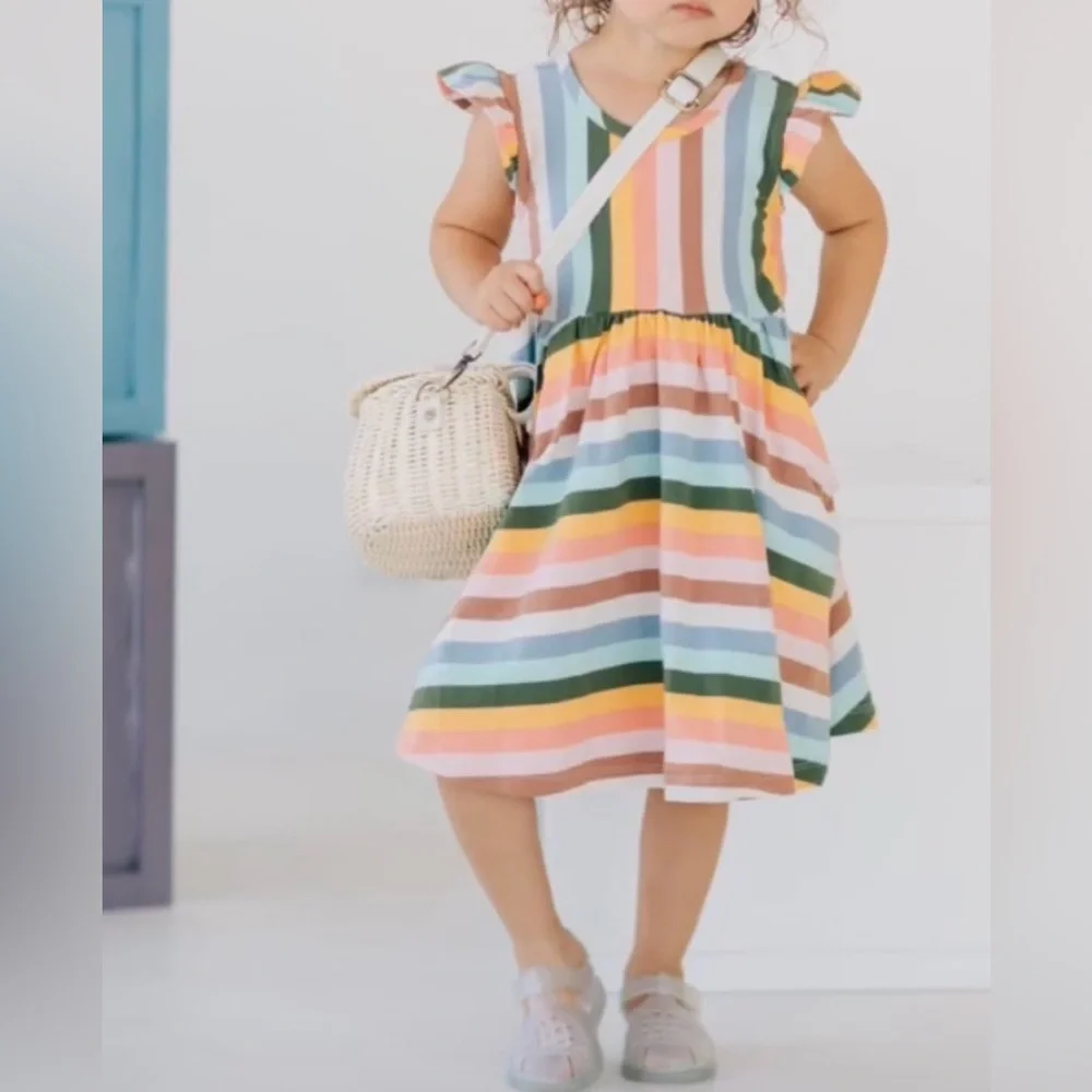 Hanna Andersson Colorful Striped Soft Skater Dress